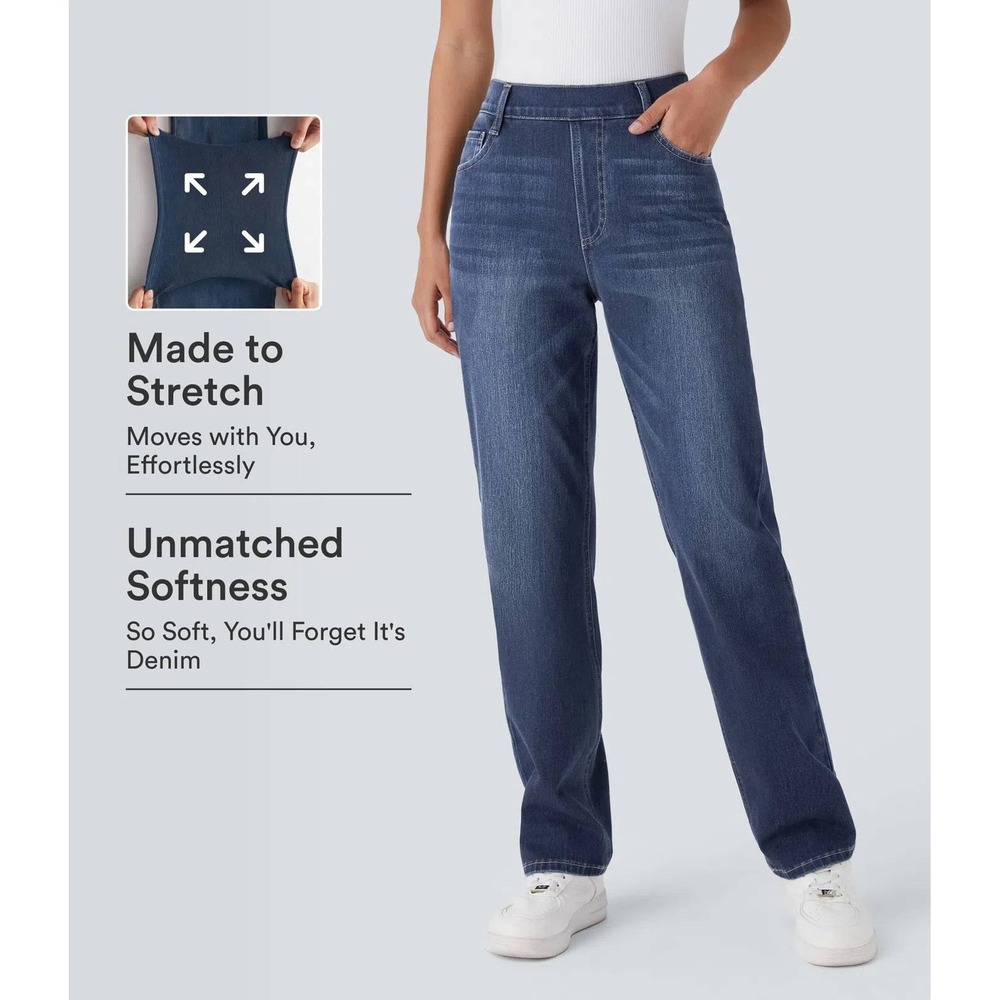 Halara Flex Denim High Waisted Straight Leg Jeans Size M Tall NWT